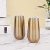 Lifecapido 2 Pack Stemless Champagne Tumblers, 6 Oz Champagne Insulated Tumblers, Double Insulated Champagne Flute Tumbler, Unbreakable Champagne Glasses for Friends Birthday Christmas Wedding (Gold)