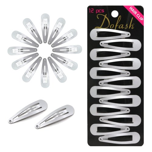 Dofash 2IN/5CM Small Snap Hair Clips Hair Pins Metal Hair Barrettes Hair Grips Hair Accessories for Women - 12 Count/SILVER GRAY