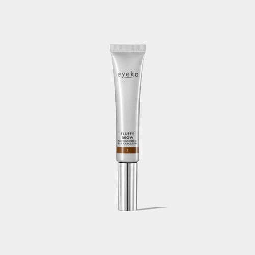 Eyeko Fluffy Brow - Shade 2 Warm Medium Brown - Fiber Enhanced Tinted Brow Gel - Volume & Hold - With Castor Oil and Vitamin E - Vegan 8ml