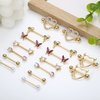 ZELORES 8 Pairs 14G Nipple Rings for Women Stainless Steel CZ Striaght Barbell Tongue Ring Nipple ring Set Butterfly Devil Heart Nipple Piercing Jewelry 16mm 5/8Inch (Gold)