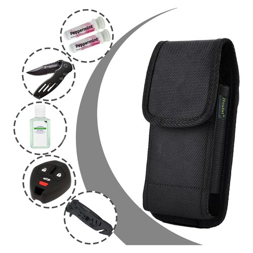 Houfut Grade Belt Clip Pouch Nylon Case Holster Compatible with Small Blade Knife, Car Key Remote,Inhaler,Flip Small Hand Sanitizer