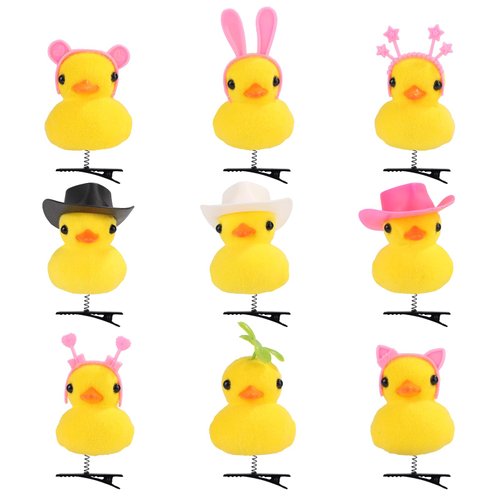 9pcs Yellow Duck Hair Clips, Cute Duck Hairpins Soft Cartoon Plush Duck Hair Barrettes Hair Accessories for Festive Atmosphere Decoration (3 Styles)