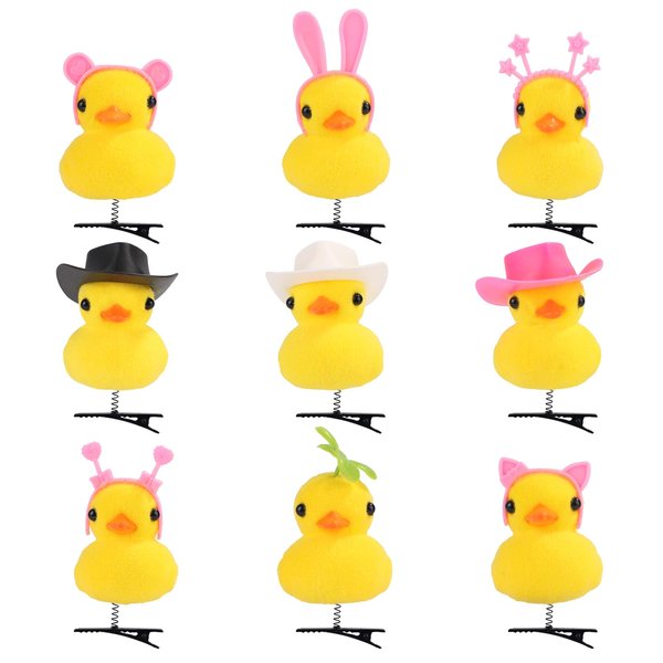 9pcs Yellow Duck Hair Clips, Cute Duck Hairpins Soft Cartoon Plush Duck Hair Barrettes Hair Accessories for Festive Atmosphere Decoration (3 Styles)