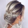 Teyglen Silver Dainty Rhinestones Flower Crystal Hair Comb Hair Accessories for Women Bride Girls with Rhinestones Crystals Bridal Side Hair Combs (Silver)