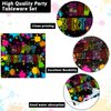 96 Pcs Neon Party Paper Plate and Napkins Neon Birthday Party Decorations Glow in the Dark Birthday Paper Supplies Disposable Glow Tableware for Party Favors 24 Guests