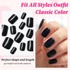 Lifextol 240pc Square Press on Nails Short Fake Nails Press ons with Glue&Adhesive Tabs, Black Acrylic Nails Press on Nails Square Nail Tips Petite Glue on Nails False Nails Artificial Fingernails