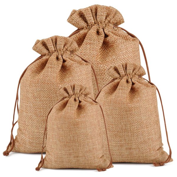 Lucky Monet 25/50/100PCS Burlap Gift Bags Wedding Hessian Jute Bags Linen Jewelry Pouches with Drawstring for Birthday, Party, Wedding Favors, Present, Art and DIY Craft (25Pcs, Coffee, 4” x 6”)