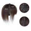 viviaBella Women 10" Twist Braid Headband Straight Hairpieces Human Hair Clip In Topper Hair Extension With Bangs Invisible Natural (Dark Brown)