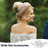 HINZIC Wedding Crystal Bride Hair Comb Flower Pearl Bridal Side Comb Hair Accessories for Women Girl Hair Decorative Wedding Party Cosplay Embelishments Christmas Valentine Gift(Pack of 1）