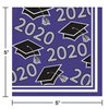 Creative Converting Class of 2020 Purple Grad Beverage Napkins, 5"