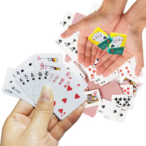 CUNGLIN Mini Playing Cards, 2 Decks of Playing Cards Small Casino Travel Family Poker Game Tiny Novelty Party Handmade Art Gift for Teen Adults Girls Boys (1.5 X 2 Inches)