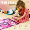 FabuKiddie Pink Toddler Play Mat for Girls - Foldable Kids Playmat Bundle with Toys, Dolls, Bag and 6 Stations to Visit - Kids Play Mat - Floor Mats for Kids Playroom - Playmats for Toddlers, Kids Mat
