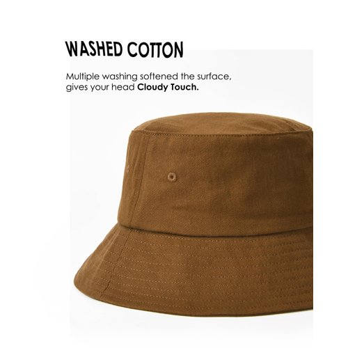 FURTALK Bucket Hats for Women Washed Cotton Packable Summer Beach Sun Hats Mens Womens Bucket Hat with Strings for Travel (Dark Orange, Medium, m)