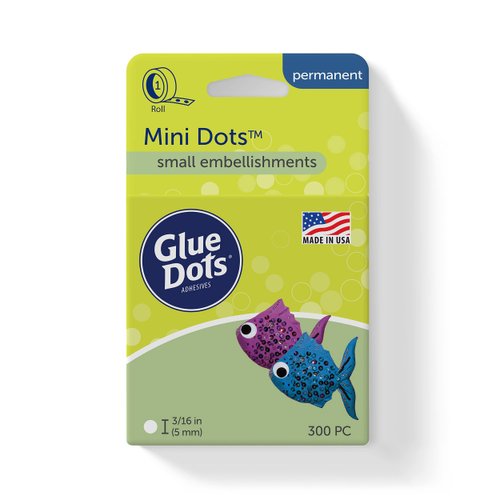 Glue Dots, Mini Dots, Double-Sided, 3/16", 300 Dots, DIY Craft Glue Tape, Sticky Adhesive Glue Points, Liquid Hot Glue Alternative, Clear