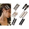 12 Pcs Fashion Black And White Hair Clips and Pins for Women - Cute Vintage Acrylic Barrettes and Hairpins