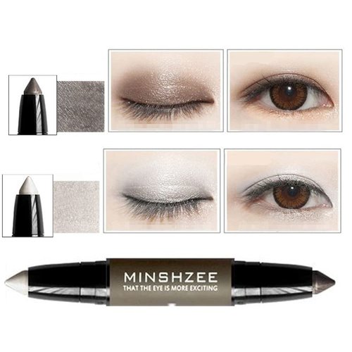 XICHEN Long Lasting Waterproof Stick Two-color eye shadow pen, eye shadow stick Shimmer Eyeshadow Cream (2# gilt black)
