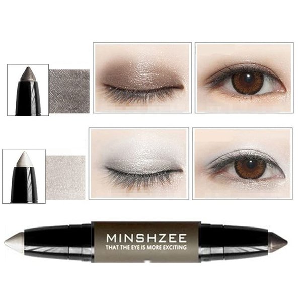 XICHEN Long Lasting Waterproof Stick Two-color eye shadow pen, eye shadow stick Shimmer Eyeshadow Cream (2# gilt black)