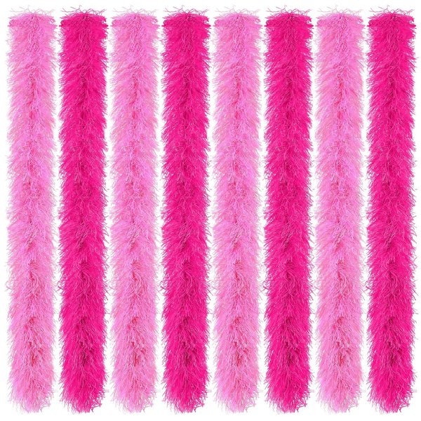 Jexine 8 Pcs Feather Boas Artificial Fluffy Boas Decoration for Wedding Costume Dress Tea Party Supplies(Pink, Rose, 5 Ft)