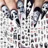 6 Sheets Halloween Nail Art Stickers Scary Face 3D Self-Adhesive Nail Dark Butterfly Bloodthirst Rose Skeleton Zombie Hearts Design Nail Supplies DIY Nail Decorations for Women Girls Manicure