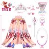 LIMIROLER Princess Dress Up Toys Mermaid Dress Up Cape Kit 9 Pcs Gift Set for Little Girls 3-8 Years Old, Princess Dress Up Clothes Set Gift for Birthday Christmas Party Halloween (Pink)