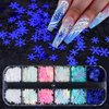 12 Grids 3D Snowflake Nail Art Sequins Winter Christmas Nail Glitter Flakes Laser Nail Sequins Holographic Glitter Designs Snowflake Nail Charms Christmas Nail Stickers for Xmas Party Nail Decorations