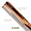 Kent 6T 6.9 Inch Double Tooth Hair Dressing Comb, Fine and Wide Tooth Dresser Comb For Hair, Beard and Mustache, Coarse and Fine Hair Styling Grooming Comb for Men, Women and Kids. Made in England