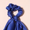 Pack of 2 Knotted Bow Hair Scrunchies Elastic Hair Scarf Hair Ties Bands Satin Hair Ribbon Scrunchy Ponytail Holder for Women and Girls,Hair Scarf Scrunchies,Hair Accessories (Royal Blue)