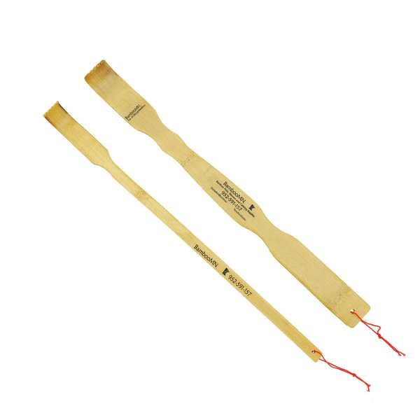 BambooMN 17 Inch Bamboo Wooden Back Scratchers Plus Free Travel Size Backsratcher for Itchy Relief