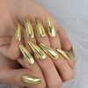 Metallic Coffin Nail Tips Extra Long False Press On Fake Nails Gold Chrome Mirror Punk Rock Full Cover Fingernail Decorations 24pcs/Set