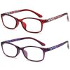 EYEURL Ladies Blue Light Blocking Reading Glasses - 2 Pack Computer Readers for Womens +2.25 Blue Ray Eyeglasses and Hard Case