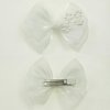 2Pcs Off White 2.7” Pigtail Hair Bows small Hair Clips Baptism Bow Christening Bow(L-off white hair clips with cross)