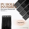 HANNE 12 Inch PU Tape in Hair Extensions Real Human Hair via Hair Beads Invisible Real Hair Extensions Reusable PU Skin Remy Hair Extensions 20 PCs Black No Tape in Extensions Real Human Hair（1B）