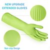 Disfore 2 Pairs of Durable Rubber Gloves, Reusable Non-Slip Cleaning Gloves, Long-Sleeved Waterproof Dishwashing Gloves to Protect Hands, Soft and Comfortable Premium Kitchen Gloves,Small Green