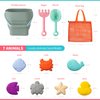 WEYOVGO Silicone Beach Toys - Modern Baby Travel Friendly Beach Set | Bucket, Shovel, 7 Sand Molds, Bag | Sand Toys for Toddlers, Kids - 11pc (Light Green)