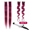 Winsky Burgundy Clip in Colored Hair Extensions 100% Real Human Hair - Straight Highlights Colored Clip on Christmas Hairpieces 5 Pieces/Set (18inch, Burgundy)