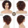 GNIMEGIL Ombre Brown 70s Afro Wigs for Women Short Curly Wigs with Side Bangs Synthetic Kinky Wig Natural Hair African American Wigs for Black Women Cosplay Party Halloween Costume