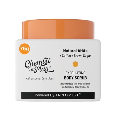 Chemist at Play Exfoliating Body Scrub For Removing Tan & Dead Skin Cells | Rough & Bumpy Skin, Tanned & Pigmented Skin | For Smooth, Soft & Bright Skin | Natural AHAs | Coffee 2.6 fl oz.