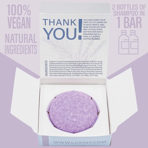 Luxiny Natural Shampoo Bars for Hair, Made in USA, Up to 60 Washes of Vegan, Sulfate Free Shampoo, Use at Home & a Travel Shampoo – Normal to Oily Hair, 60g (Rosemary Lavender)