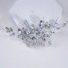 Teyglen Dainty Crystal Bridal Wedding Hair Comb Sparkly Silver Opal Rhinestone Hair Pieces Hair Accessories Bridal Side Comb Headpieces for Women Bride Girls