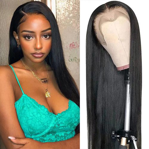 onsmeway Straight Lace Front Wigs Human Hair-180% Density Lace Frontal Wigs Human Hair-13x4 HD Straight Human Hair Lace Front Wigs Pre Plucked with Baby Hair for Black Women (24 inch)