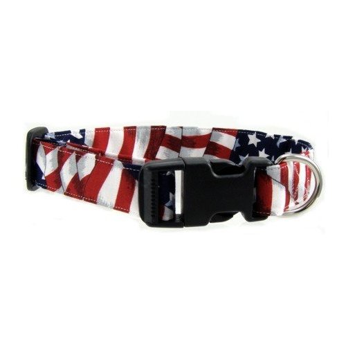 K9 Bytes Flag Soft Adjustable Dog Collar with Quick Release Buckle Extra Small