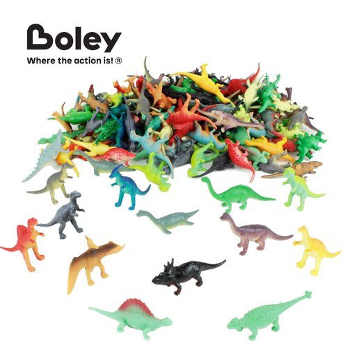 Boley 150 Pack Miniature Dinosaur Toy Set - Colorful Mini Plastic Dinosaur Figure Variety Pack - Perfect for Party Packs, Party Favors, Cake Toppers, and Stocking Stuffers!