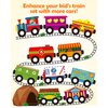 Vanmor Wooden Magnetic Train Set for Toddlers - 10 Piece Educational Toy Cars with Magnets Includes Storage Bag, Skill-Building Wood Trains Toys for Boys and Girls, Halloween for Kid