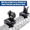 UUQ Fiber Optic Iron Sights,Flip Up Front and Rear Sites with Red&Green Dot,BUIS Backup Sight Set for Airsoft Gun, Tool-Free Adjustable Front Sight Rapid Transition,Fits Picatinny or Weaver Rails
