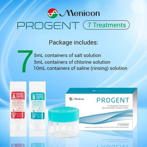 Menicon Progent Biweekly Contact Lens Cleaner - Removes Protein (7 Treatments)