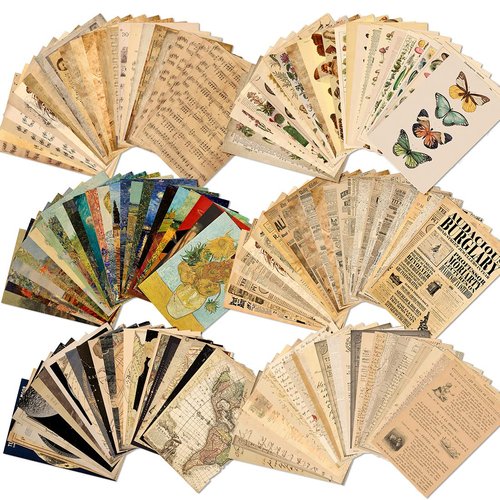 150 Sheets of Scrapbook Paper, Aesthetic Vintage Scrapbooking Supplies Pack, Ephemera for Junk Journal, Cute Notebook Stationary Journal kit, Wall Collage Kit, Vintage Decor