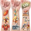 SUNAI 135Pcs Glitter Style Football Temporary Tattoos - Perfect for Football Birthday Party Decorations, Favors, Supplies, Gifts Goodie Bag Fillers, 12 Sheets