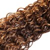 Water Wave Human Hair Bundles Ombre Honey Blonde Curly Bundles, Glossy & Shed-free P4/27 Highlighted Wet And Wavy Human Hair Bundles Weave Brown Piano Color 10A 100% Virgin Hair Single Bundle 14 Inch
