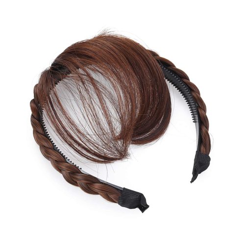 Uonlytech Hairband, Front Hair Bangs Fringe Extensions, Synthetic Wigs Headband for Women Girls, Light Brown, 1 Count