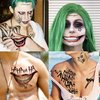 12 Sheets The Joker Tattoos, 4 Sheets Damaged Tattoo Joker Hand Halloween Face Makeup Kit, 8 Sheets Small Fake Temporary Tattoo Stickers Devil Death Skull Bat Spider Web Ghost Skeleton